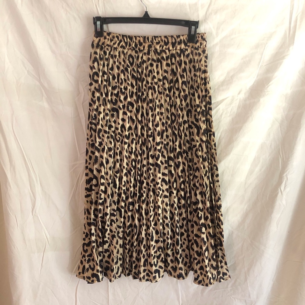 Cheetah silk mid skirt